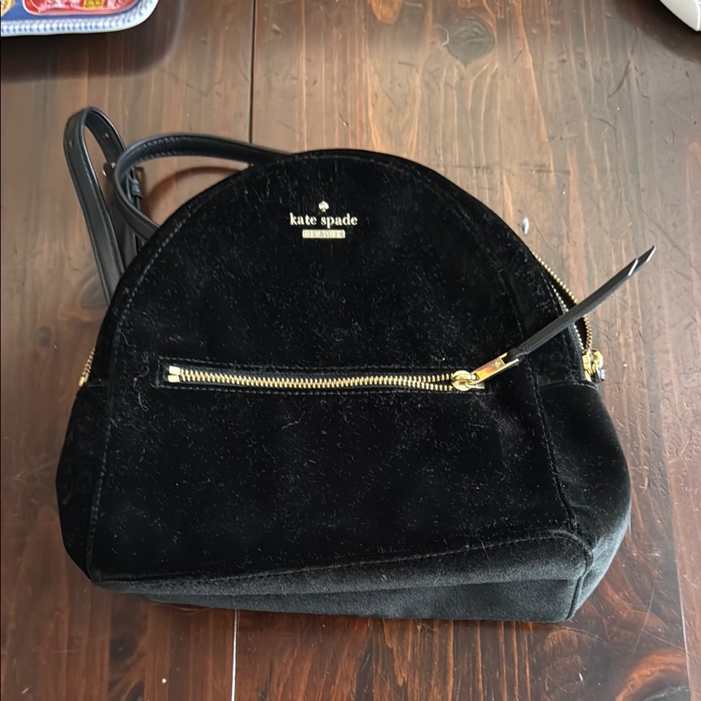 Kate Spade Black Velvet Backpack